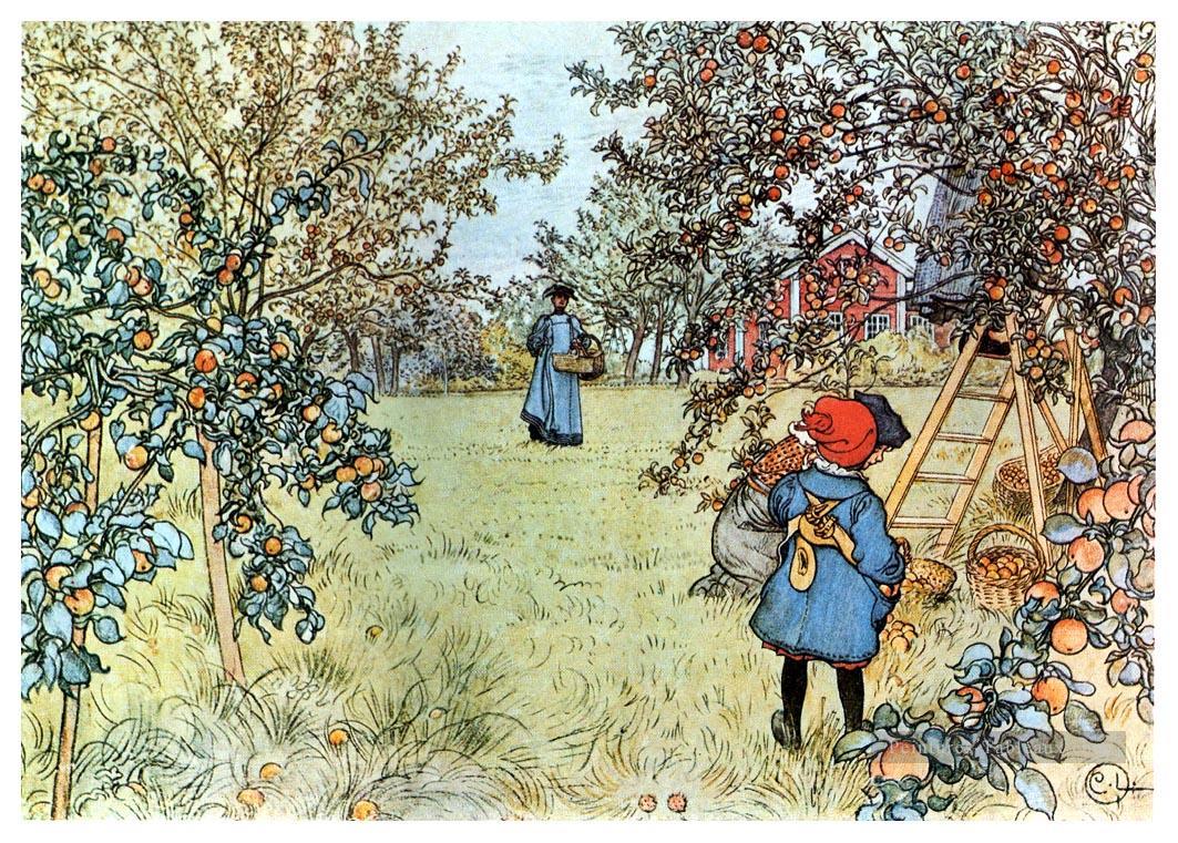 la récolte de pommes 1903 Carl Larsson Peintures à l'huile